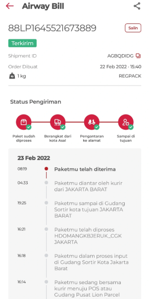 Fitur Lacak Pengiriman Online